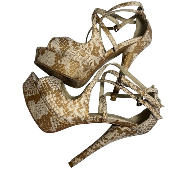 Colin Stuart Snakeskin Print Platform Heels Sz 6.5 - Picture 3 of 10